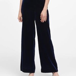 Banana Republic navy blue velvet wide-leg pants